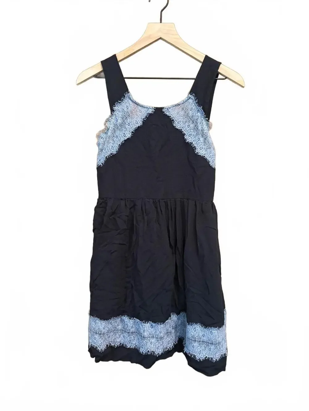 Free People Black Georgia Dress With Lace Trim - Womens 6